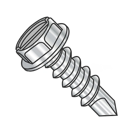 Usa Industrials Self-Drilling Screw, #6-20 x 3/8 in, Plain 410 Stainless Steel Flange Hex Head External Hex Drive BULK-SCRW-11223